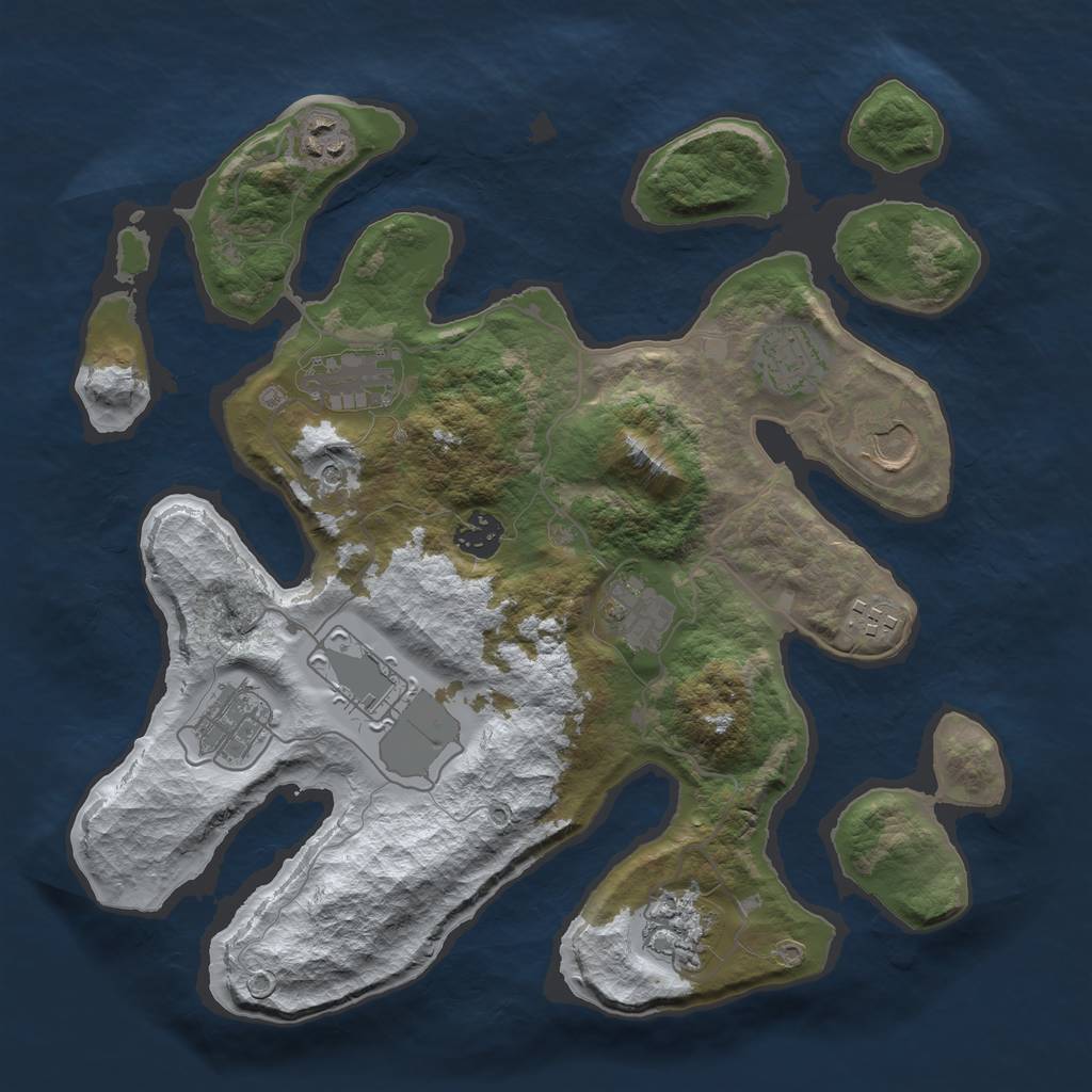 Rust Map: Barren, Size: 3500, Seed: 2063113, 13 Monuments
