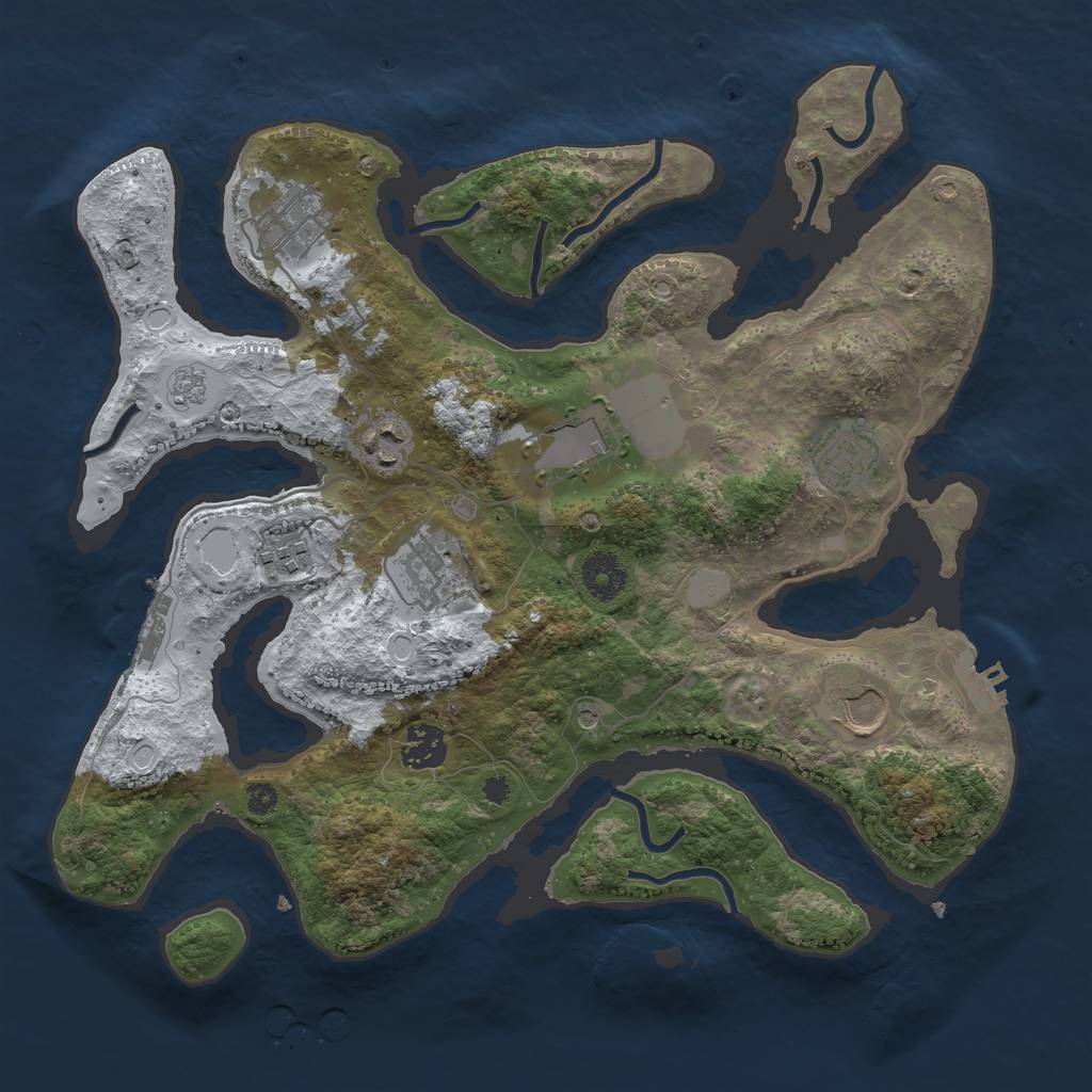 Rust Map: Procedural Map, Size: 3500, Seed: 5374925, 17 Monuments