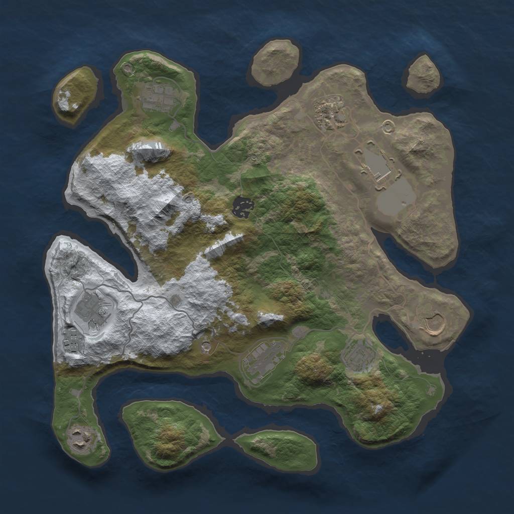 Rust Map: Barren, Size: 3500, Seed: 5841322, 13 Monuments
