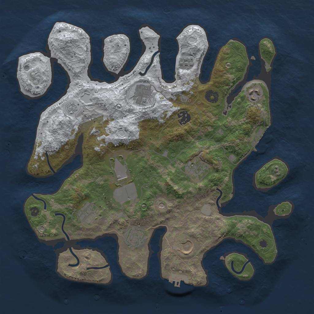 Rust Map: Procedural Map, Size: 3500, Seed: 440243, 18 Monuments
