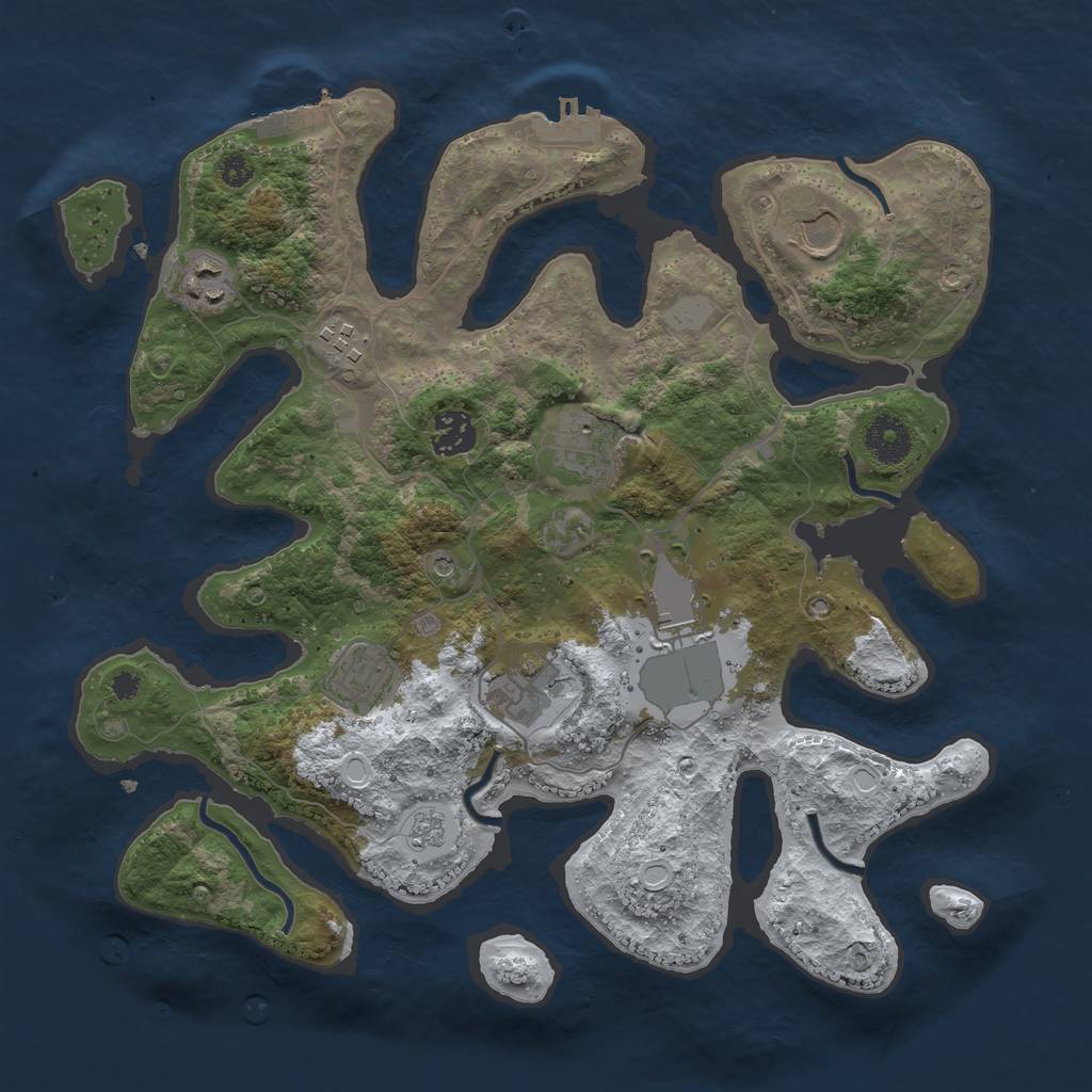 Rust Map: Procedural Map, Size: 3500, Seed: 1629065, 17 Monuments