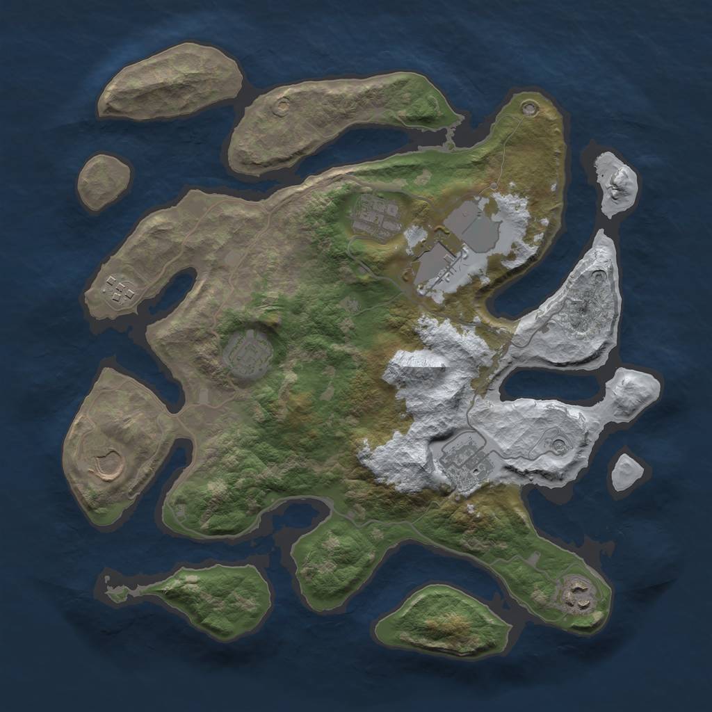 Rust Map: Barren, Size: 3500, Seed: 1708538, 10 Monuments