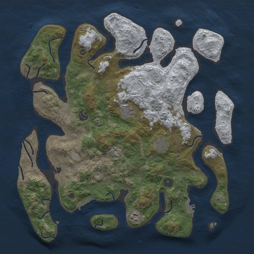 Rust Map: Procedural Map, Size: 4000, Seed: 72194954, 14 Monuments
