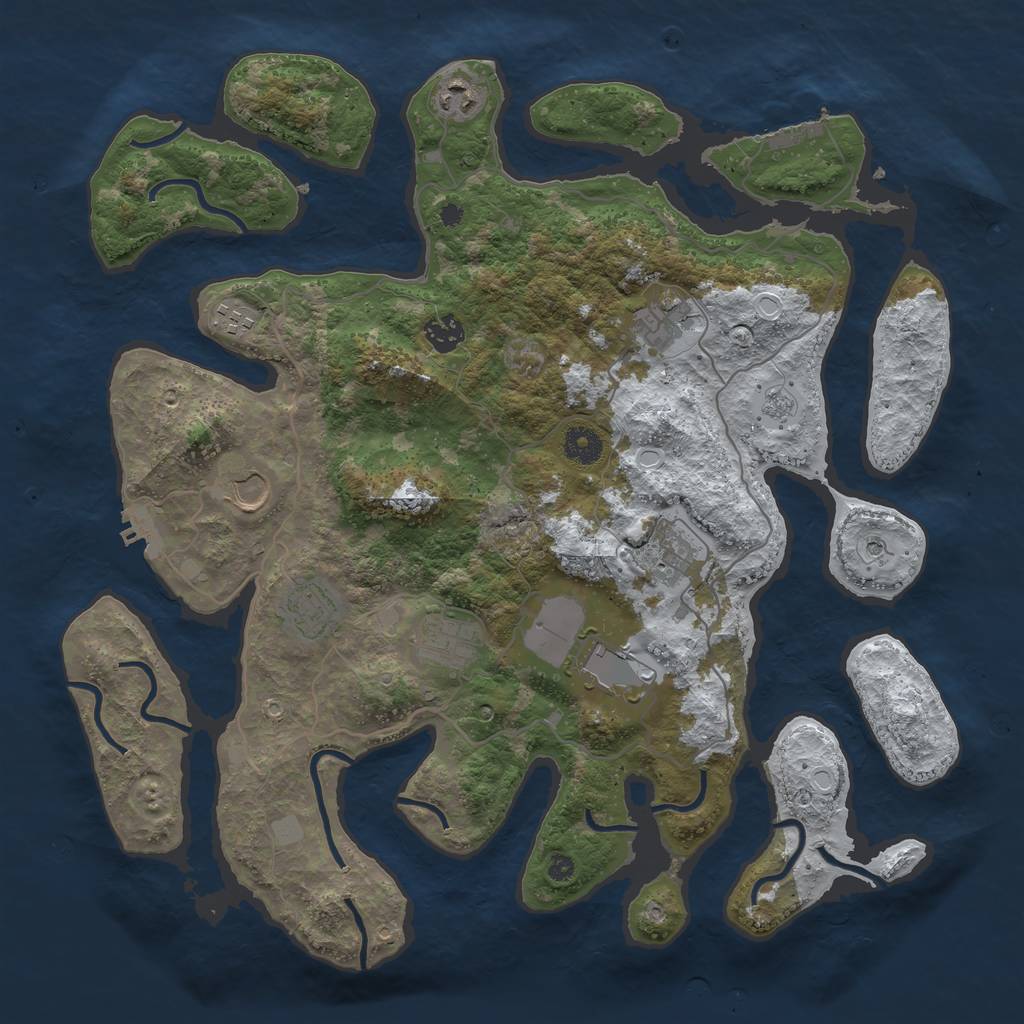 Rust Map: Procedural Map, Size: 4000, Seed: 4534805, 18 Monuments