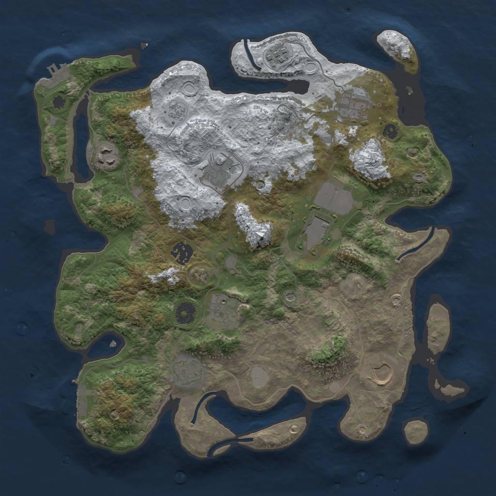Rust Map: Procedural Map, Size: 3500, Seed: 3484867, 18 Monuments