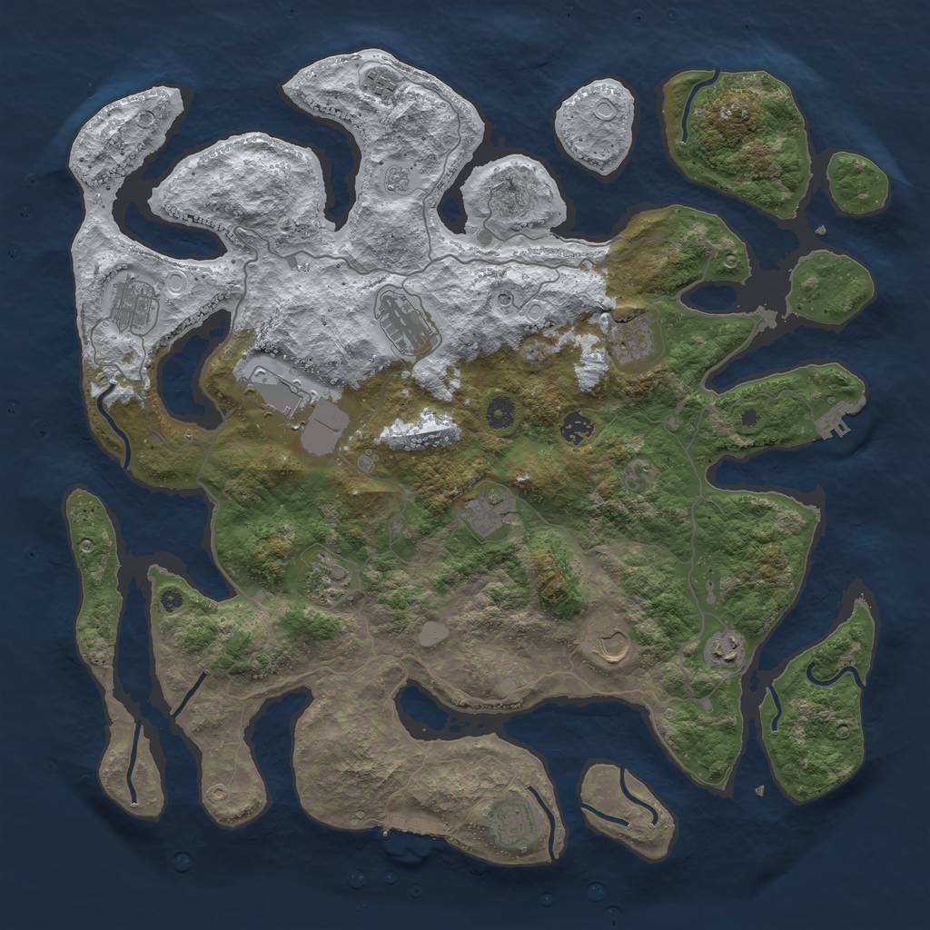 Rust Map: Procedural Map, Size: 4500, Seed: 5223517, 20 Monuments