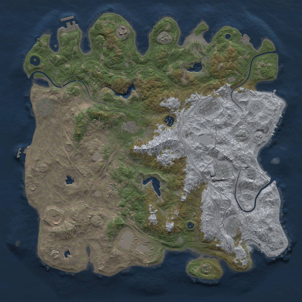 Rust Map: Procedural Map, Size: 4500, Seed: 3612120, 17 Monuments