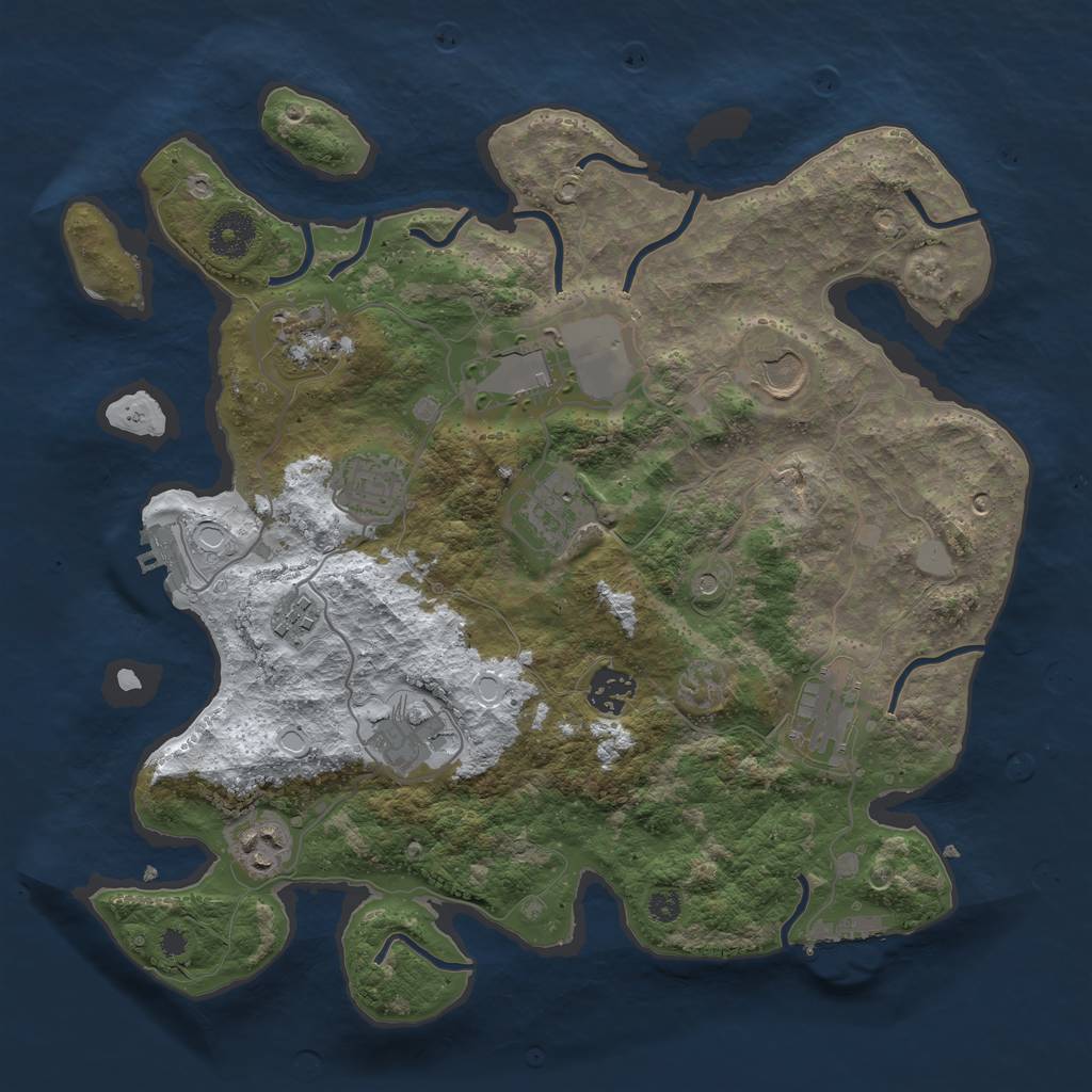 Rust Map: Procedural Map, Size: 3500, Seed: 3835322, 18 Monuments