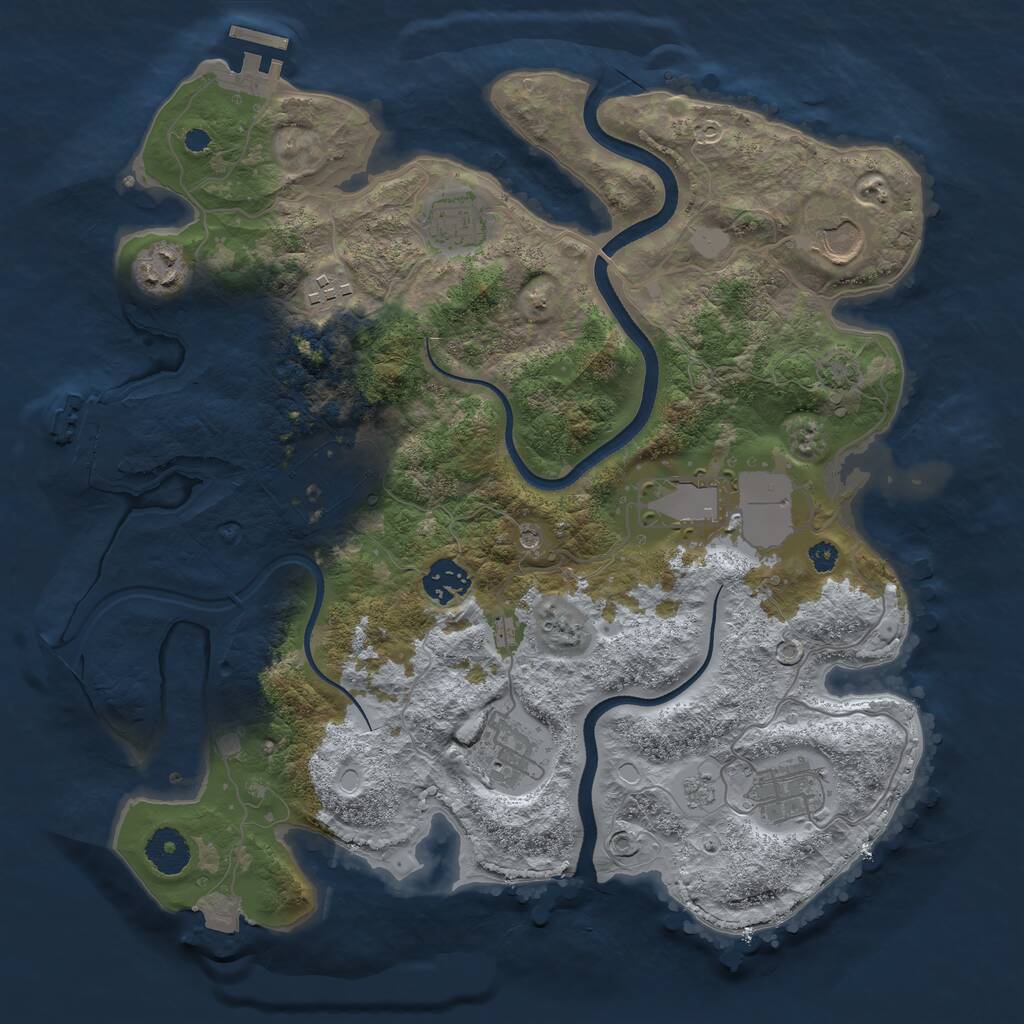 Rust Map: Procedural Map, Size: 3500, Seed: 3551963, 15 Monuments