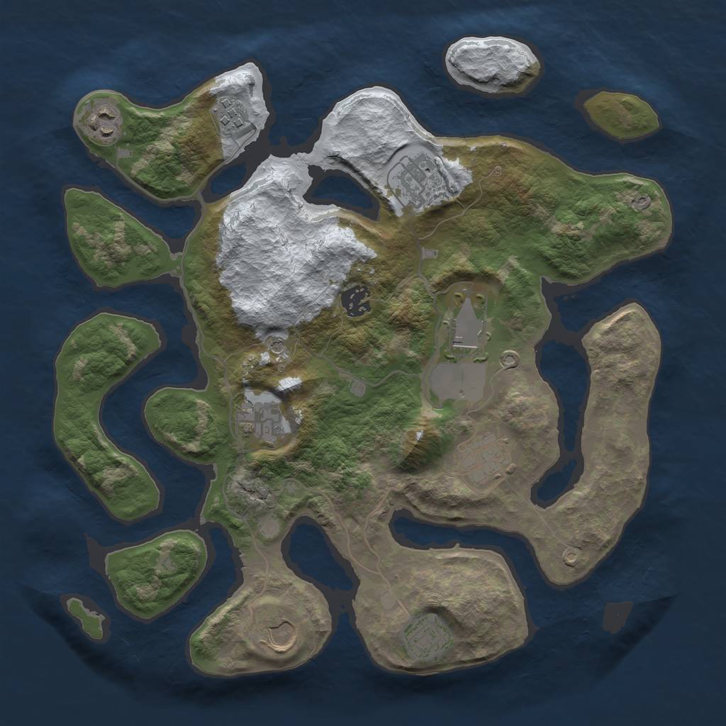 Rust Map: Barren, Size: 3500, Seed: 2927503, 12 Monuments