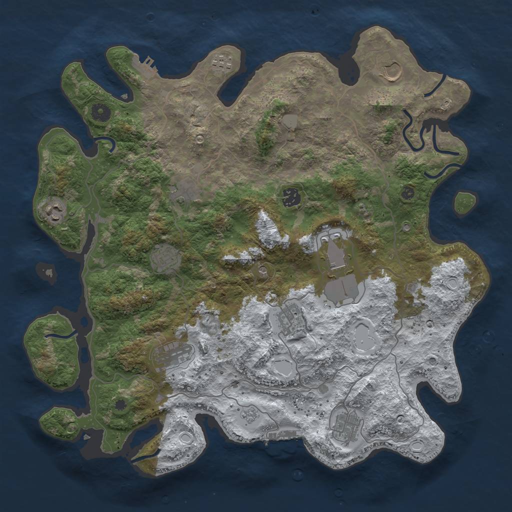Rust Map: Procedural Map, Size: 4000, Seed: 4106237, 19 Monuments