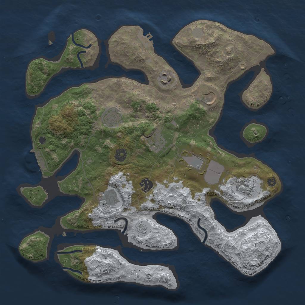 Rust Map: Procedural Map, Size: 3500, Seed: 2966219, 16 Monuments