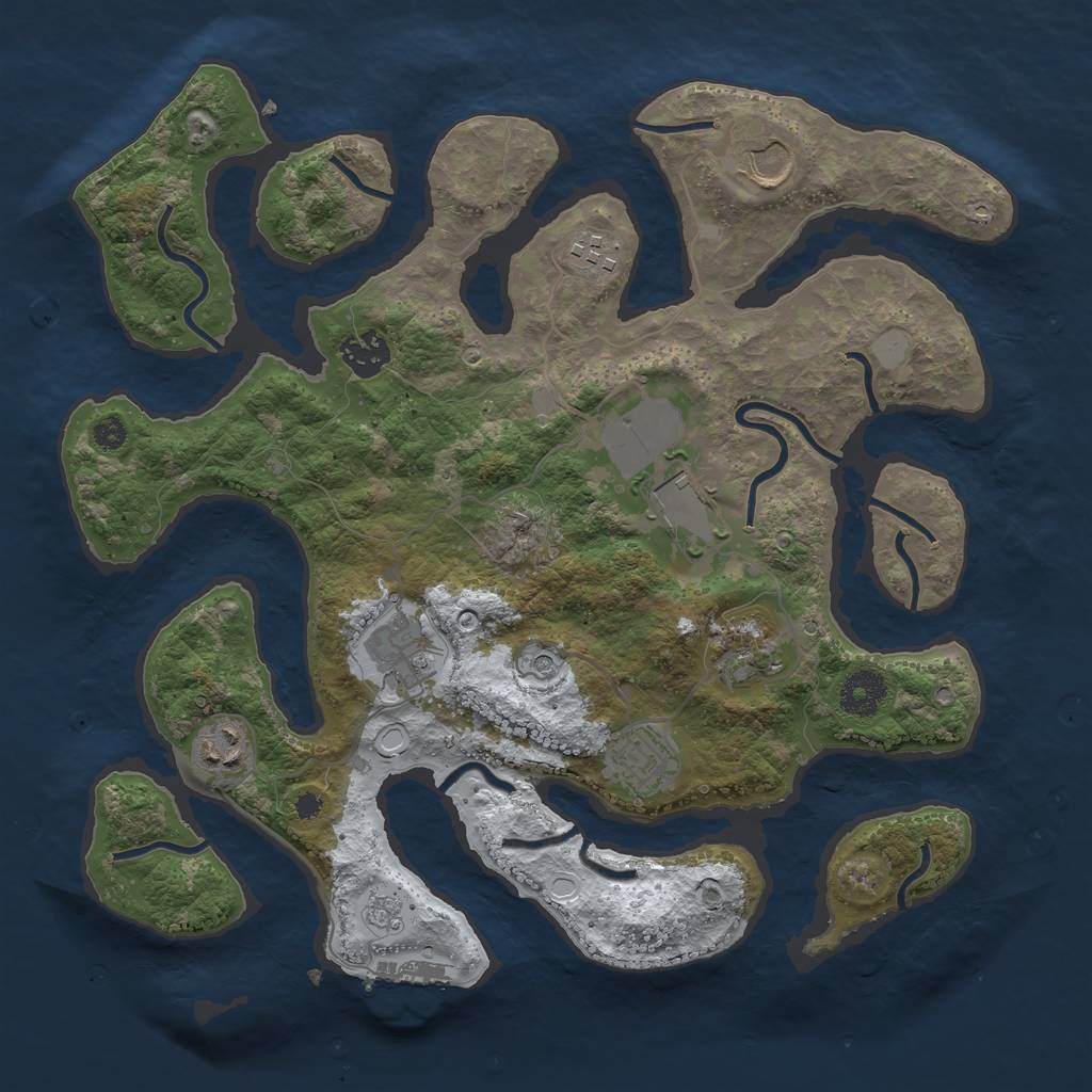 Rust Map: Procedural Map, Size: 3500, Seed: 4871462, 16 Monuments