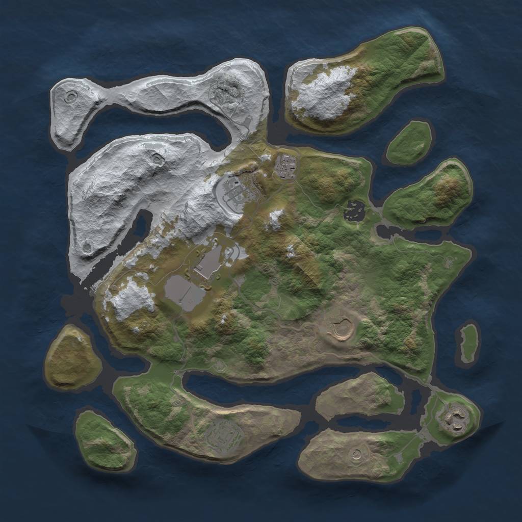 Rust Map: Barren, Size: 3500, Seed: 3401183, 10 Monuments