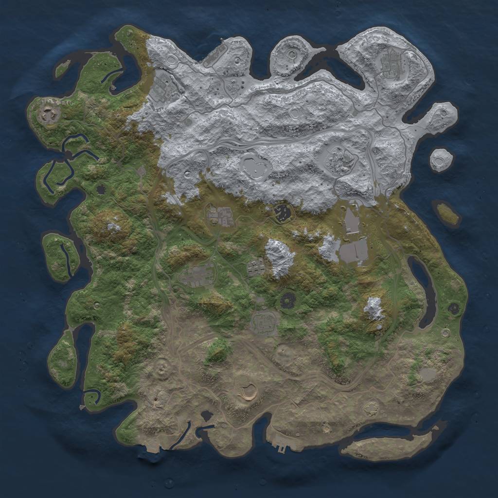 Rust Map: Procedural Map, Size: 4500, Seed: 4672347, 19 Monuments