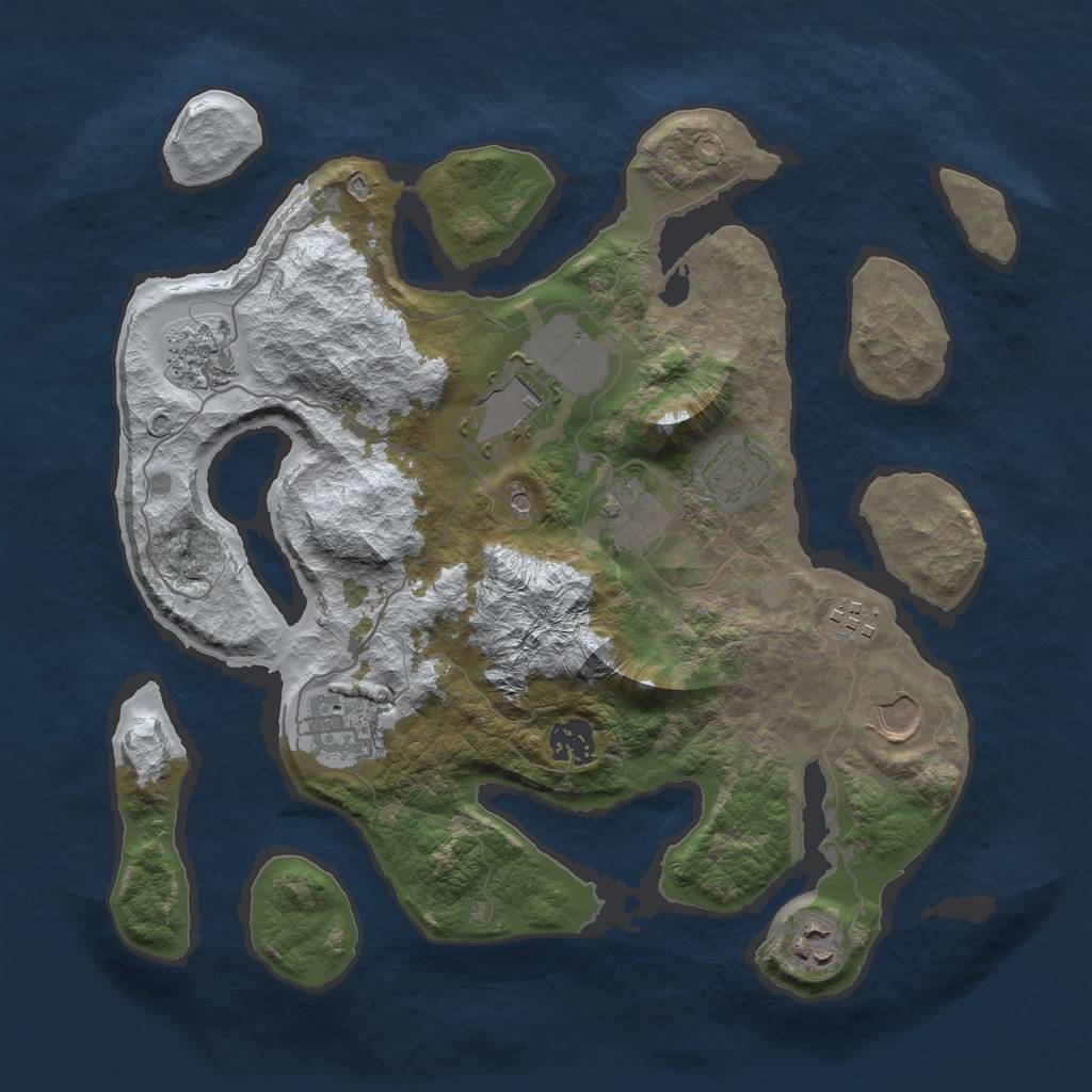 Rust Map: Barren, Size: 3500, Seed: 4459884, 12 Monuments
