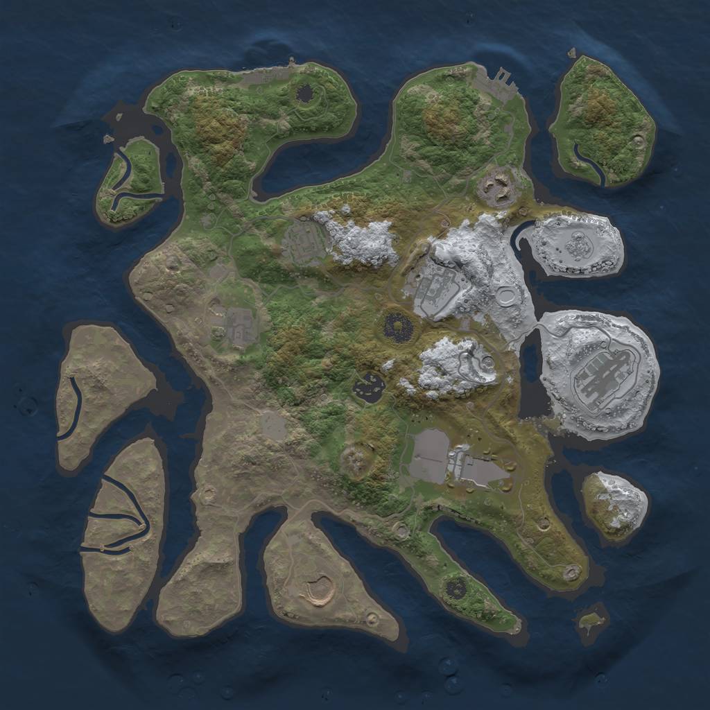 Rust Map: Procedural Map, Size: 3500, Seed: 6207915, 17 Monuments
