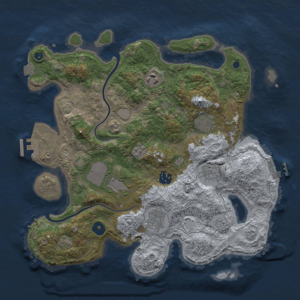 Rust Map: Procedural Map, Size: 3500, Seed: 3252465, 13 Monuments