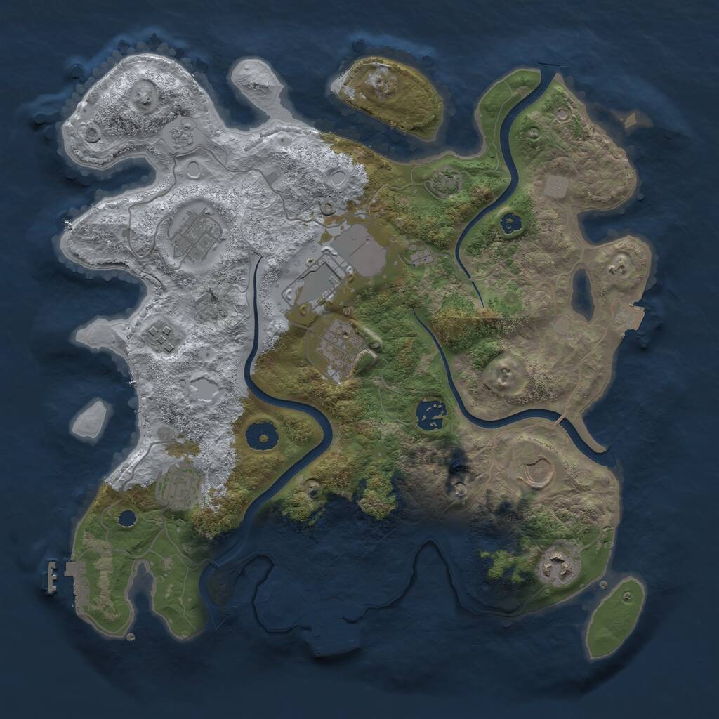 Rust Map: Procedural Map, Size: 3500, Seed: 312663, 14 Monuments