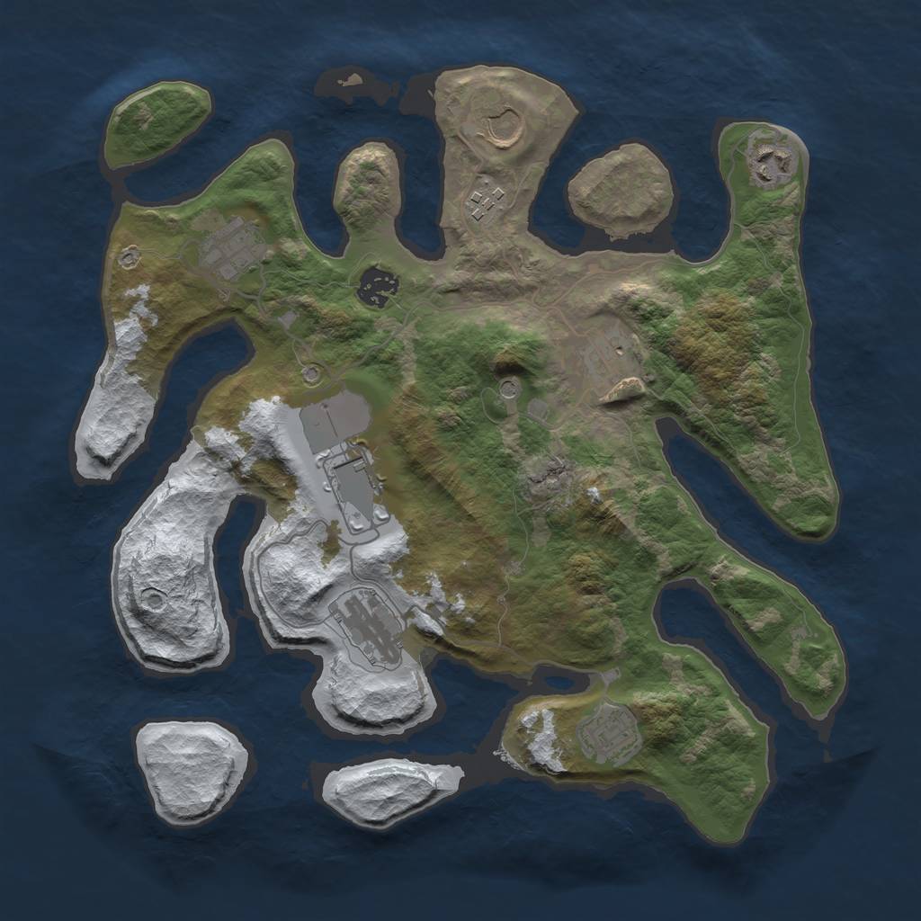 Rust Map: Barren, Size: 3500, Seed: 1387672, 12 Monuments