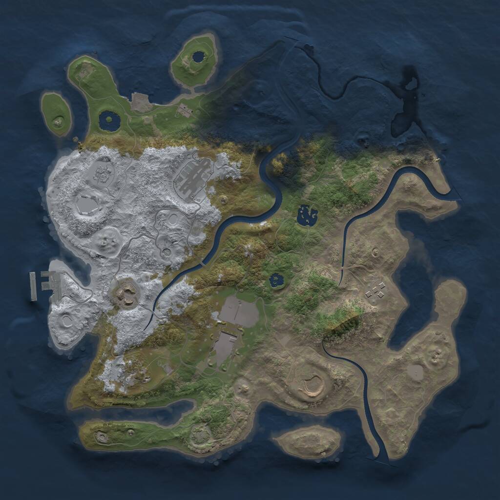 Rust Map: Procedural Map, Size: 3500, Seed: 6403180, 12 Monuments