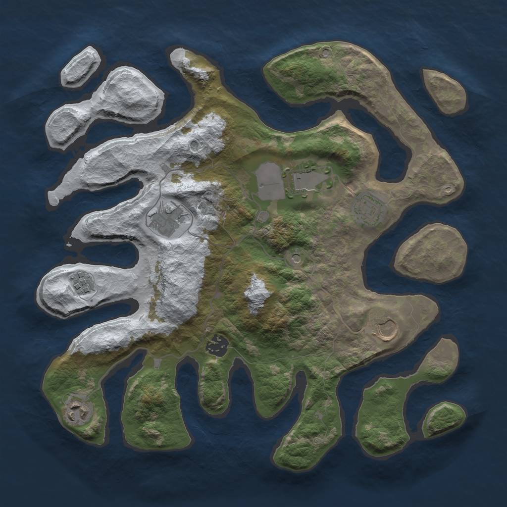 Rust Map: Barren, Size: 3500, Seed: 5260902, 10 Monuments