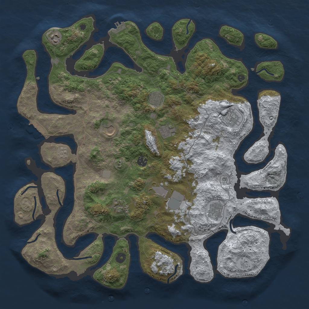 Rust Map: Procedural Map, Size: 4500, Seed: 2880790, 19 Monuments