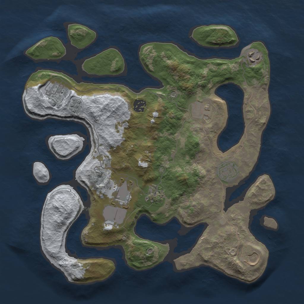 Rust Map: Barren, Size: 3500, Seed: 6132019, 12 Monuments