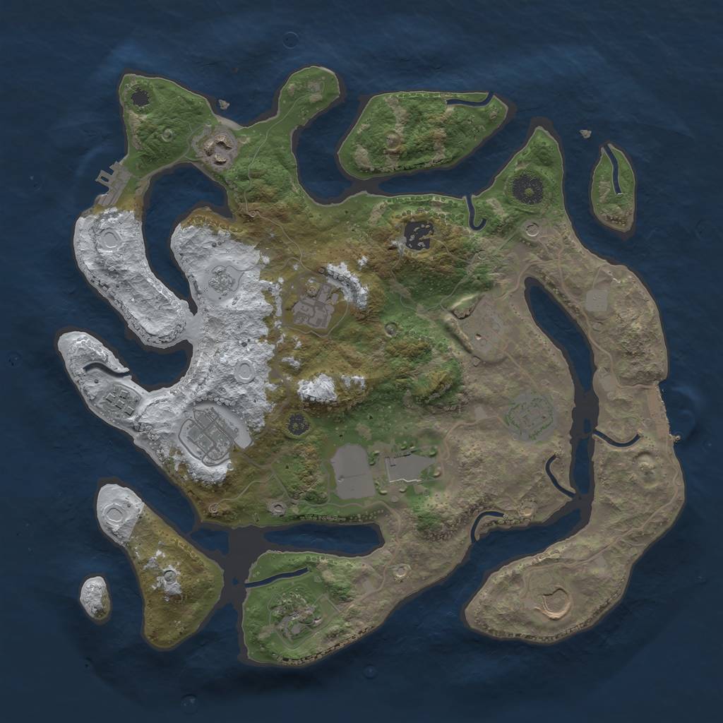 Rust Map: Procedural Map, Size: 3500, Seed: 1236999, 19 Monuments