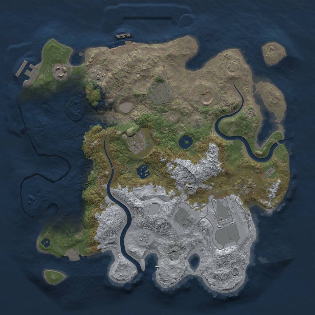 Rust Map: Procedural Map, Size: 3500, Seed: 6153453, 15 Monuments