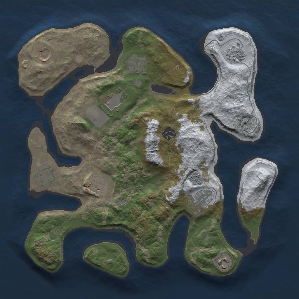 Rust Map: Barren, Size: 3500, Seed: 4139557, 13 Monuments