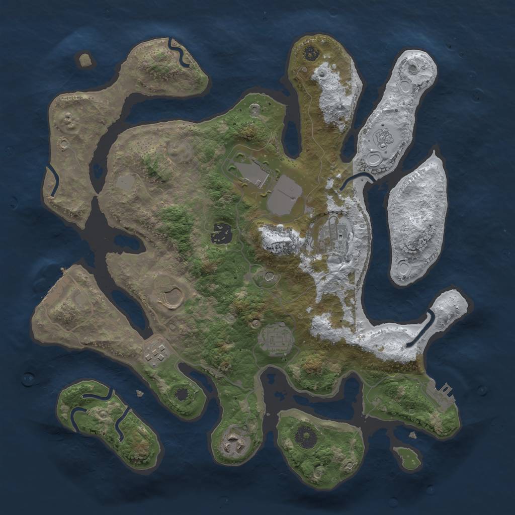 Rust Map: Procedural Map, Size: 3500, Seed: 6011627, 16 Monuments