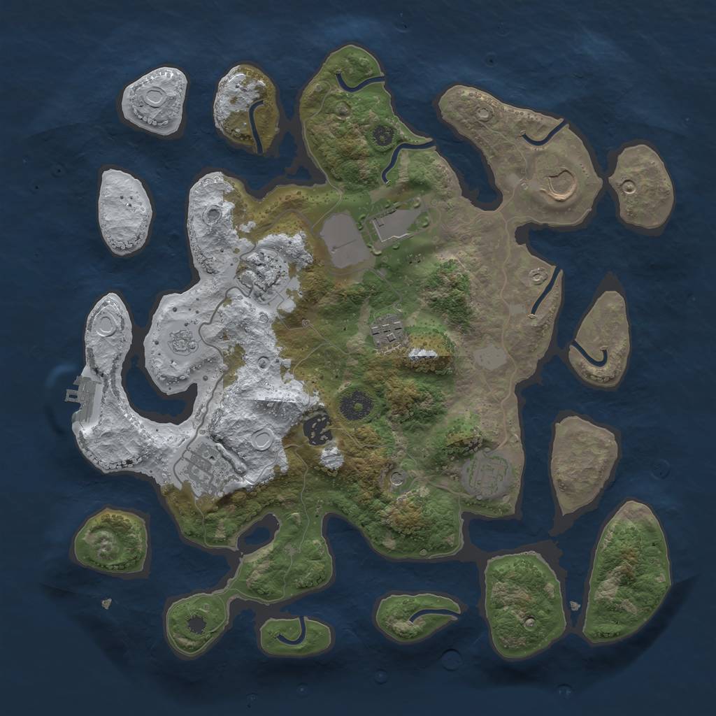 Rust Map: Procedural Map, Size: 3500, Seed: 1663278, 15 Monuments