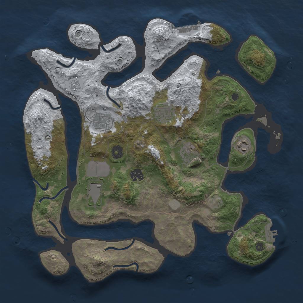 Rust Map: Procedural Map, Size: 3500, Seed: 6439127, 14 Monuments