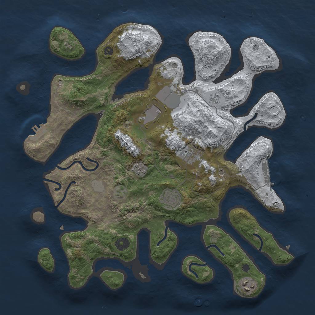 Rust Map: Procedural Map, Size: 3500, Seed: 3476221, 14 Monuments