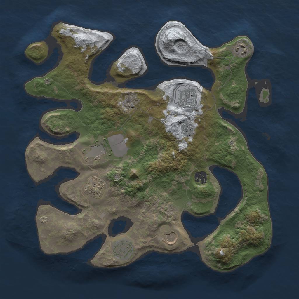 Rust Map: Barren, Size: 3500, Seed: 3010332, 11 Monuments