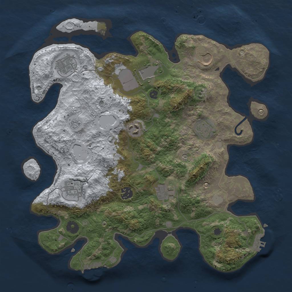 Rust Map: Procedural Map, Size: 3500, Seed: 6308872, 17 Monuments