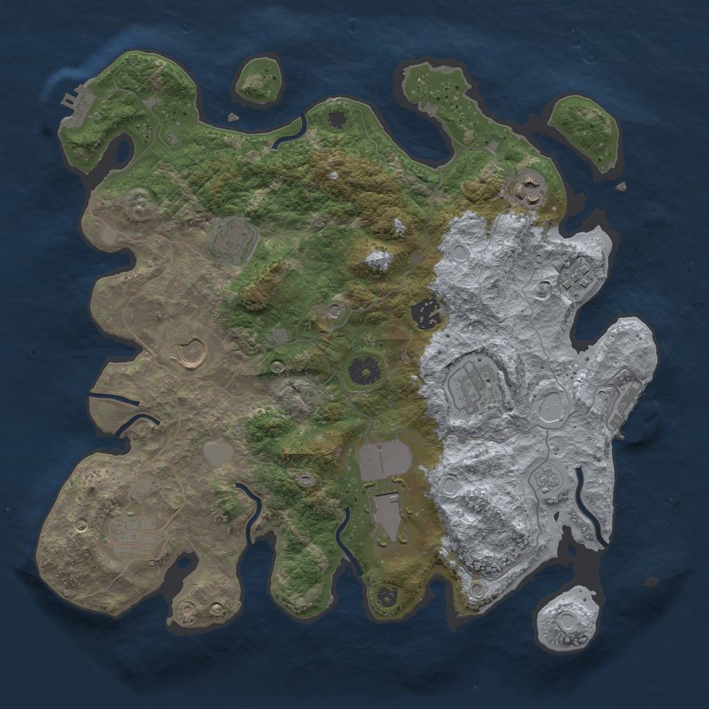 Rust Map: Procedural Map, Size: 3500, Seed: 2729358, 17 Monuments