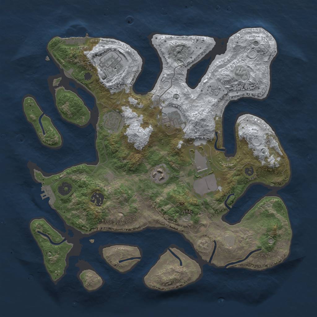 Rust Map: Procedural Map, Size: 3500, Seed: 2437093, 15 Monuments