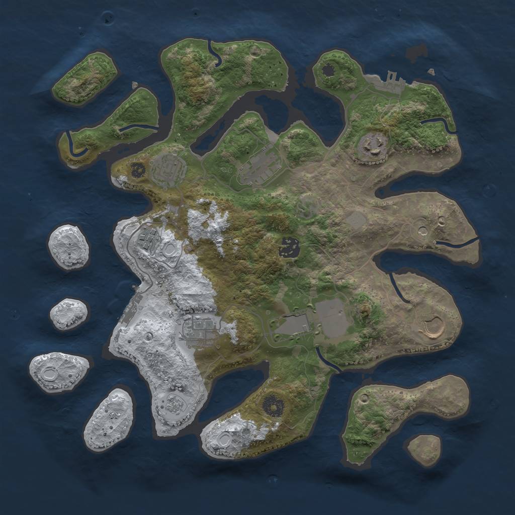 Rust Map: Procedural Map, Size: 3500, Seed: 3372566, 17 Monuments