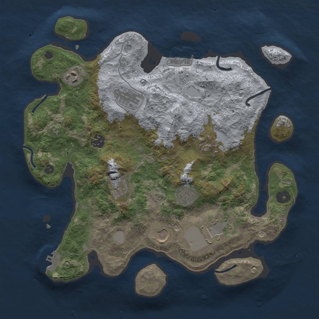 Rust Map: Procedural Map, Size: 3500, Seed: 117784, 17 Monuments