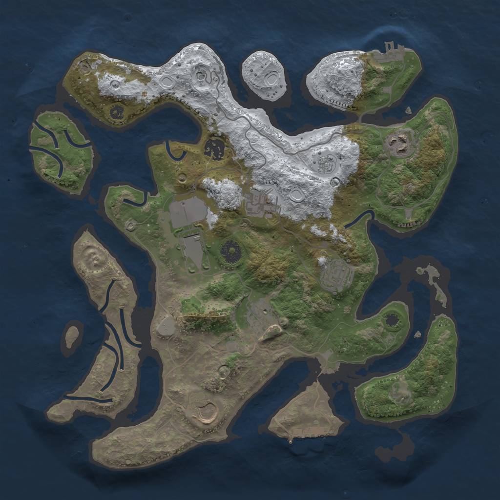 Rust Map: Procedural Map, Size: 3500, Seed: 3160210, 16 Monuments