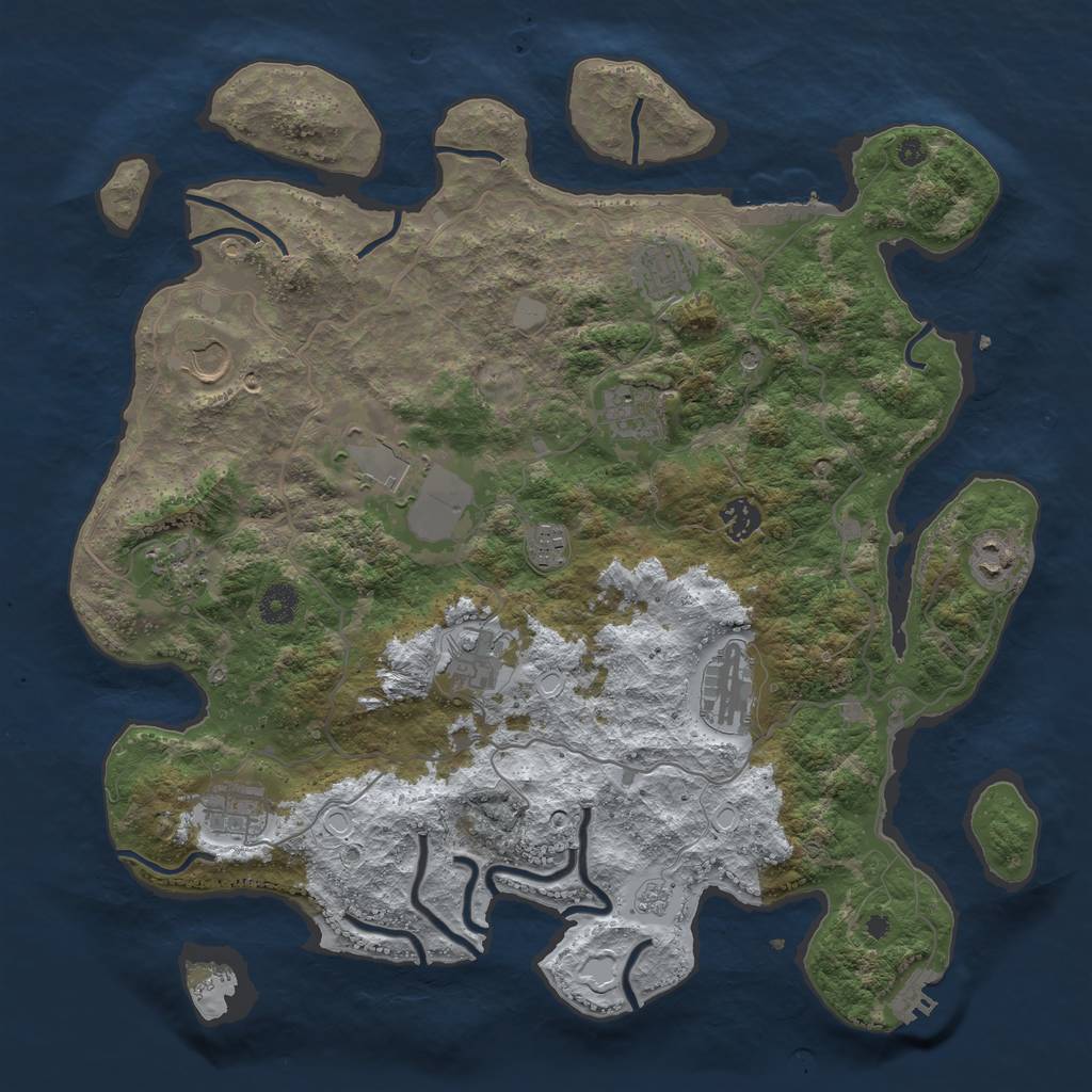 Rust Map: Procedural Map, Size: 4000, Seed: 4694033, 20 Monuments