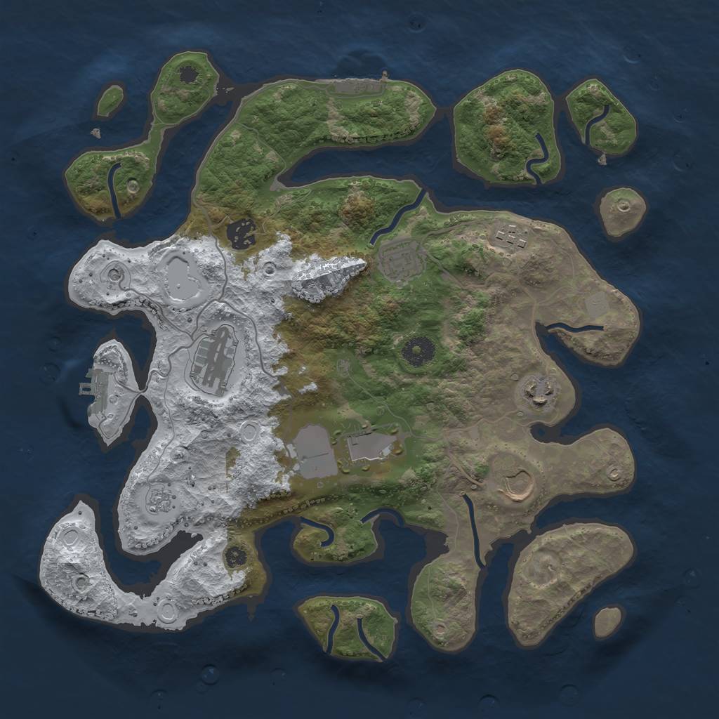 Rust Map: Procedural Map, Size: 3500, Seed: 1768195, 16 Monuments