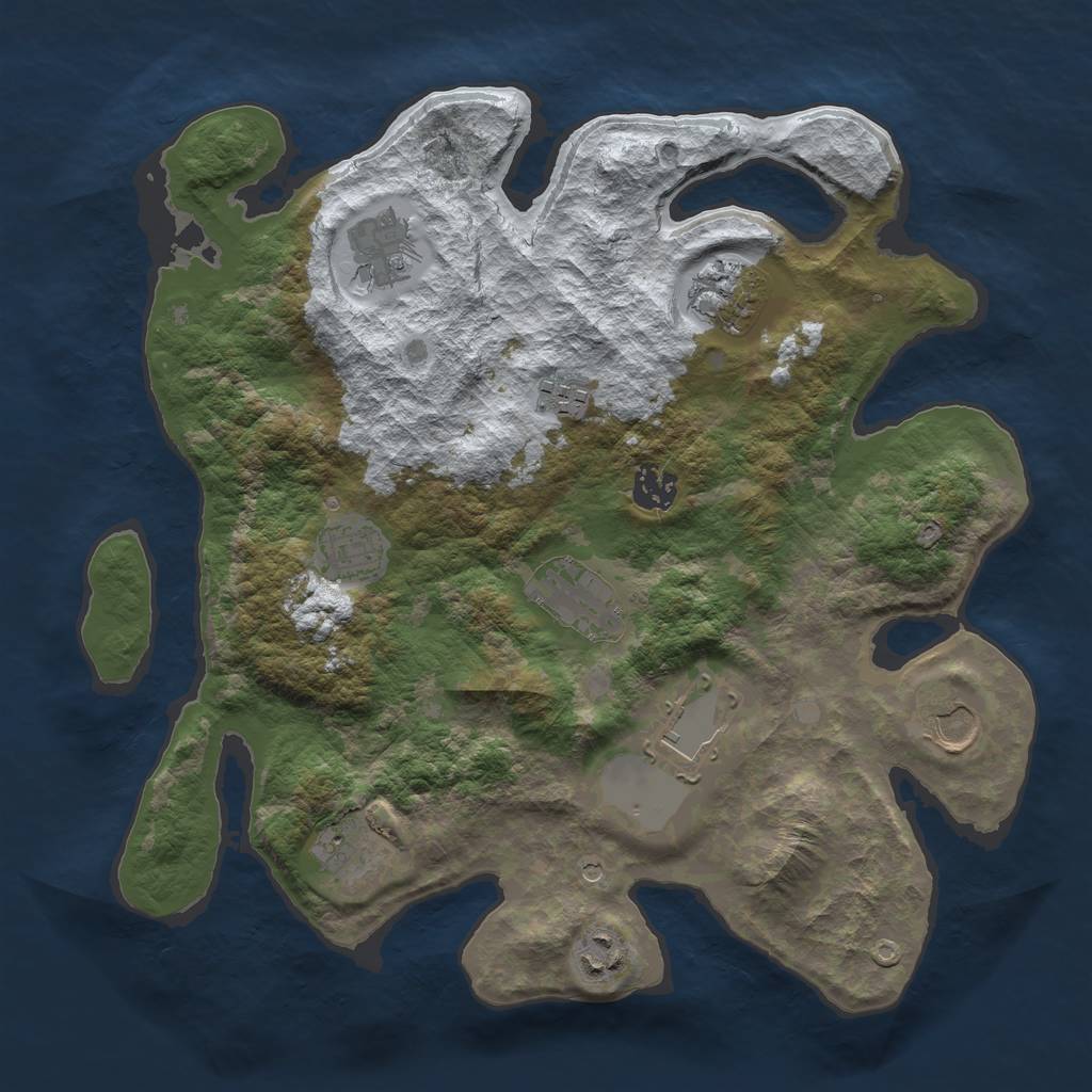 Rust Map: Barren, Size: 3500, Seed: 1049718, 13 Monuments