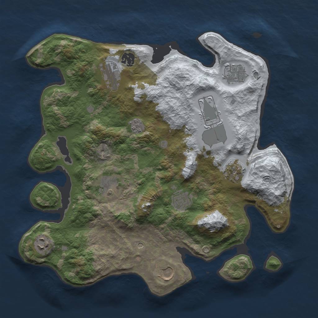 Rust Map: Barren, Size: 3500, Seed: 655343, 13 Monuments
