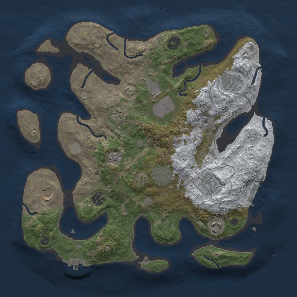 Rust Map: Procedural Map, Size: 3500, Seed: 1417849, 18 Monuments