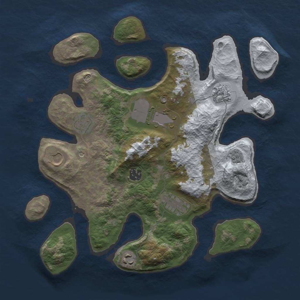 Rust Map: Barren, Size: 3500, Seed: 183151, 11 Monuments