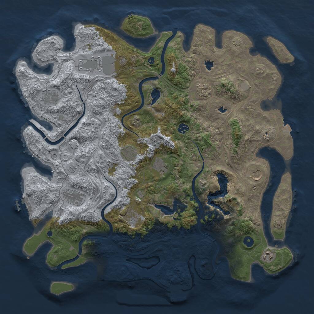 Rust Map: Procedural Map, Size: 4500, Seed: 4993068, 17 Monuments