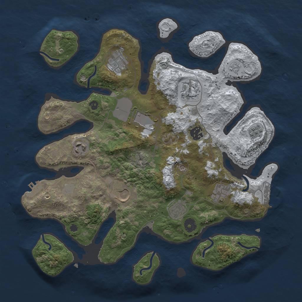 Rust Map: Procedural Map, Size: 3500, Seed: 2239267, 18 Monuments
